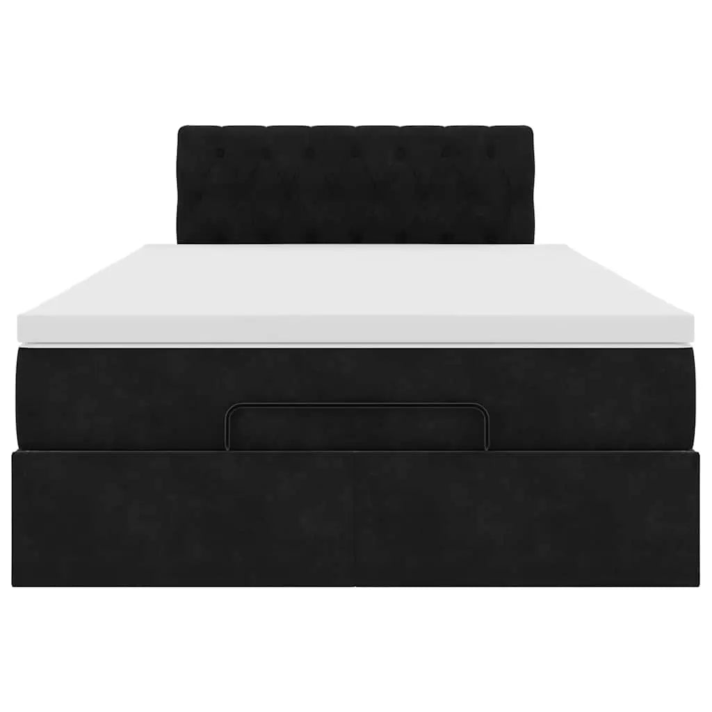 Lit ottoman avec matelas et LED noir 120x190 cm velours - XIOS