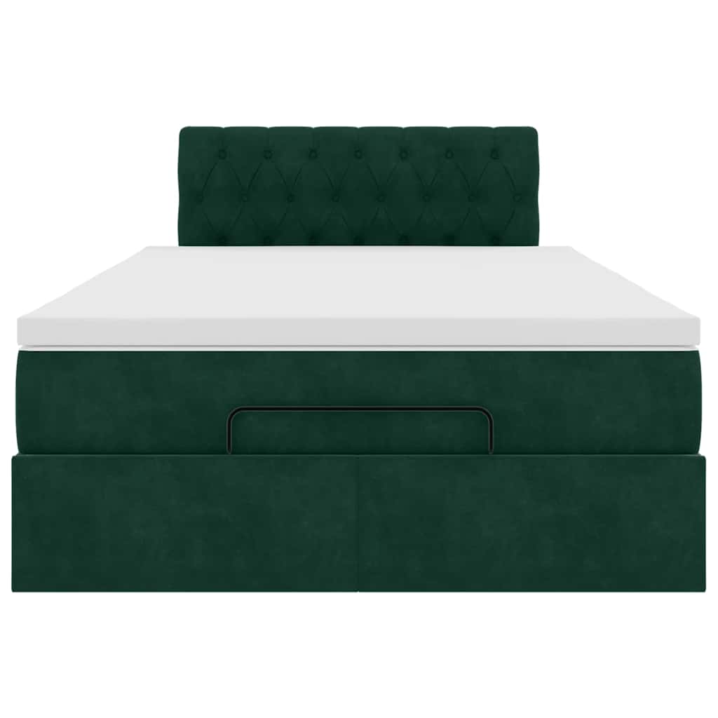 Lit ottoman avec matelas et LED vert foncé 90x200cm velours - XIOS