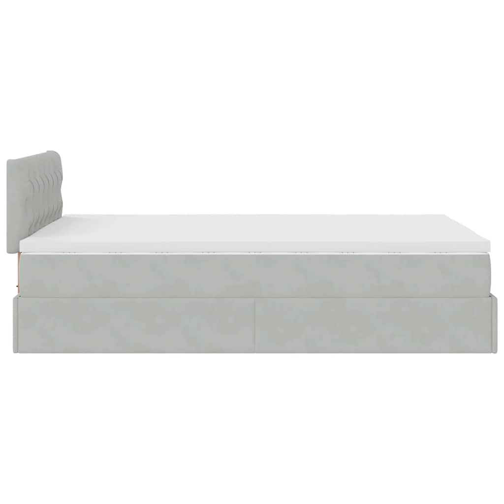 Cadre de lit ottoman et matelas gris clair 120x200 cm velours - XIOS