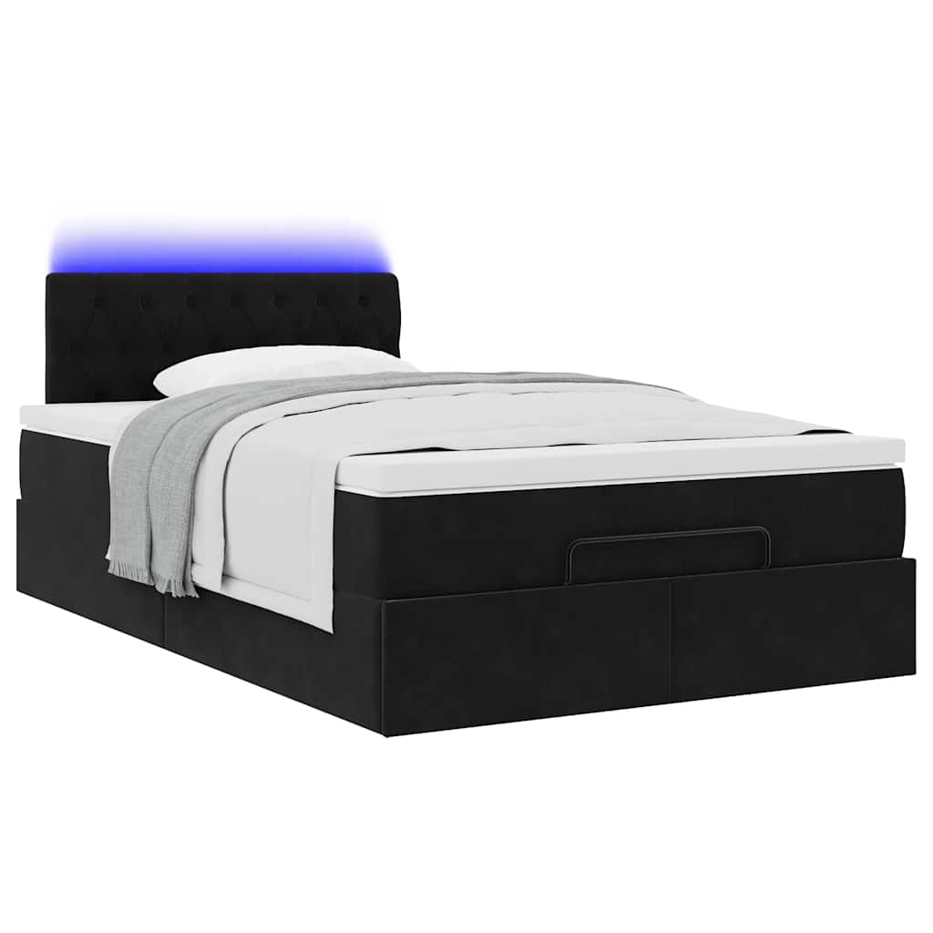 Cadre de lit ottoman avec matelas noir 120x200 cm velours - XIOS