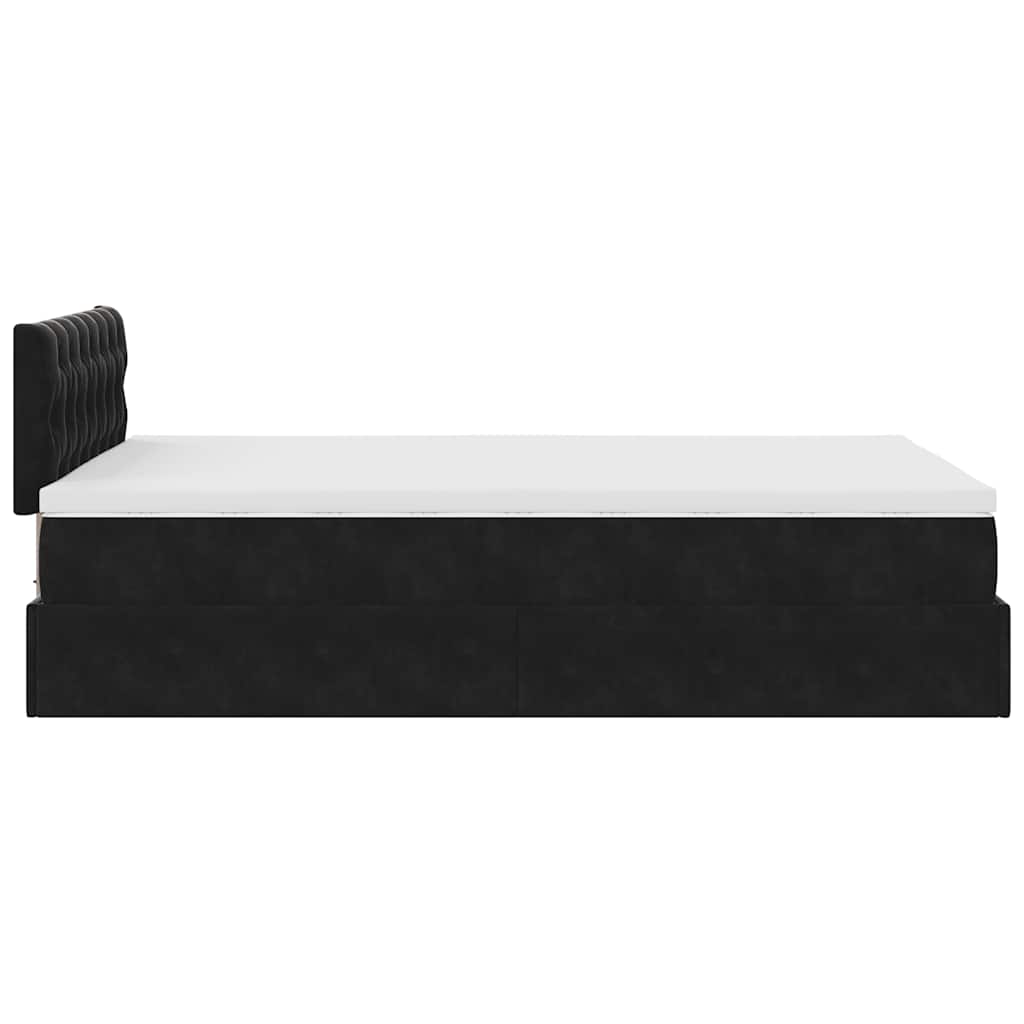 Cadre de lit ottoman avec matelas noir 120x200 cm velours - XIOS