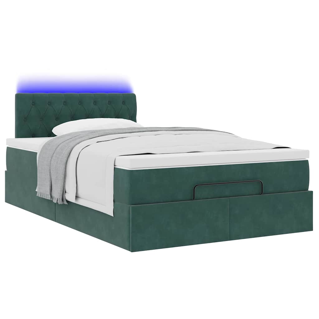 Cadre de lit ottoman avec matelas vert foncé 120x200 cm velours - XIOS