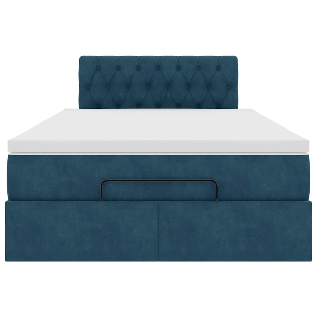Cadre de lit ottoman avec matelas bleu foncé 120x200 cm velours - XIOS