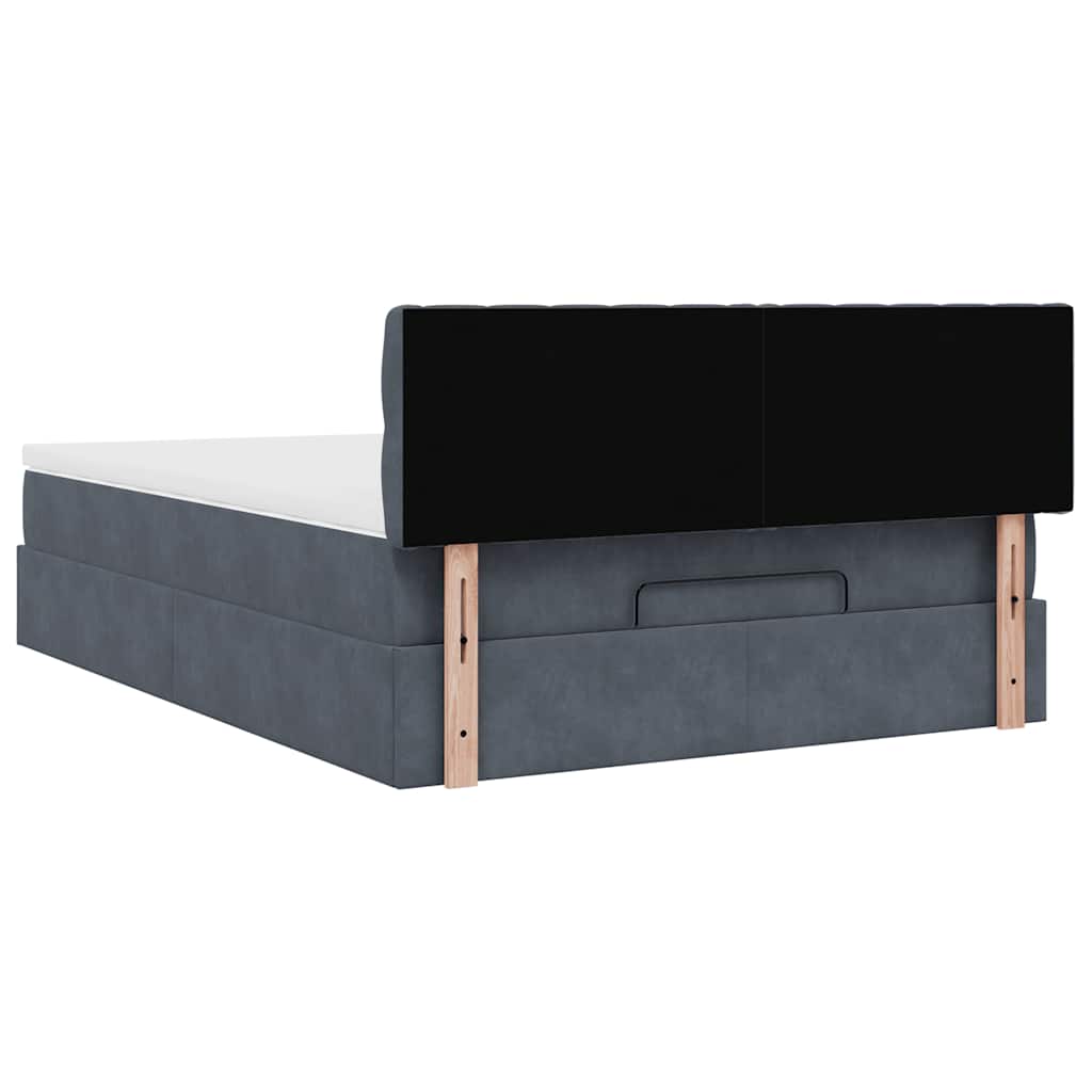 Cadre de lit ottoman avec matelas gris foncé 140x190 cm velours - XIOS