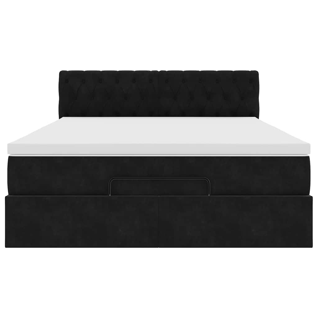 Cadre de lit ottoman avec matelas noir 140x190 cm velours - XIOS