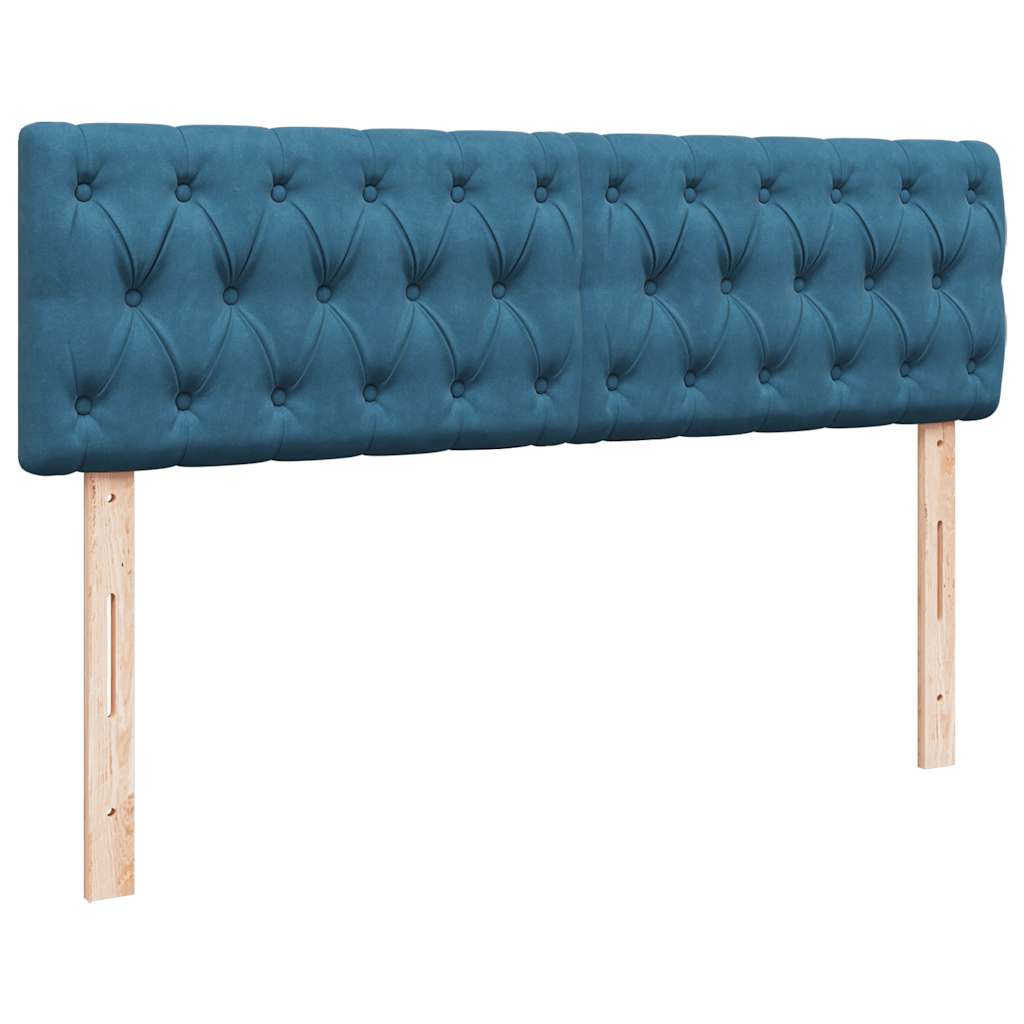 Cadre de lit ottoman avec matelas bleu foncé 140x190 cm velours - XIOS