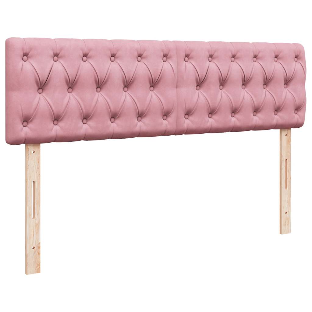 Cadre de lit ottoman avec matelas rose 140x190 cm velours - XIOS