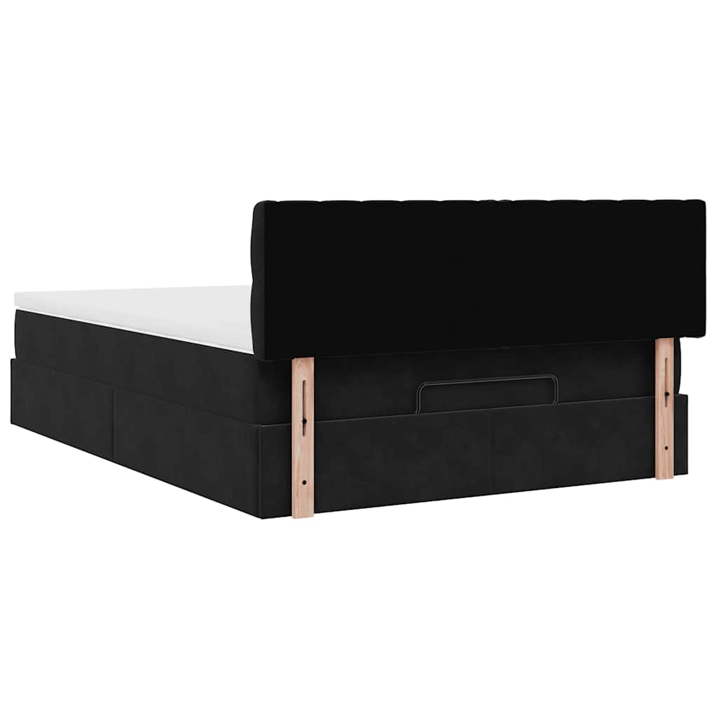 Cadre de lit ottoman avec matelas noir 140x200 cm velours - XIOS