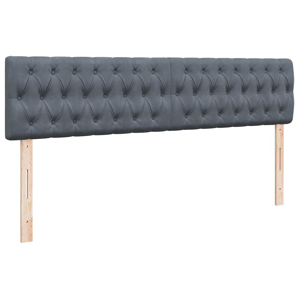 Cadre de lit ottoman avec matelas gris foncé 160x200 cm velours - XIOS