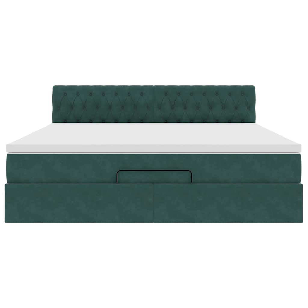 Cadre de lit ottoman avec matelas vert foncé 160x200 cm velours - XIOS