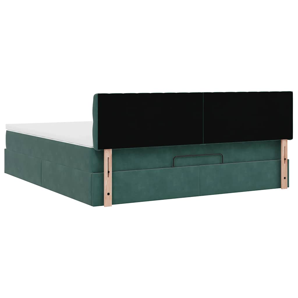 Cadre de lit ottoman avec matelas vert foncé 160x200 cm velours - XIOS