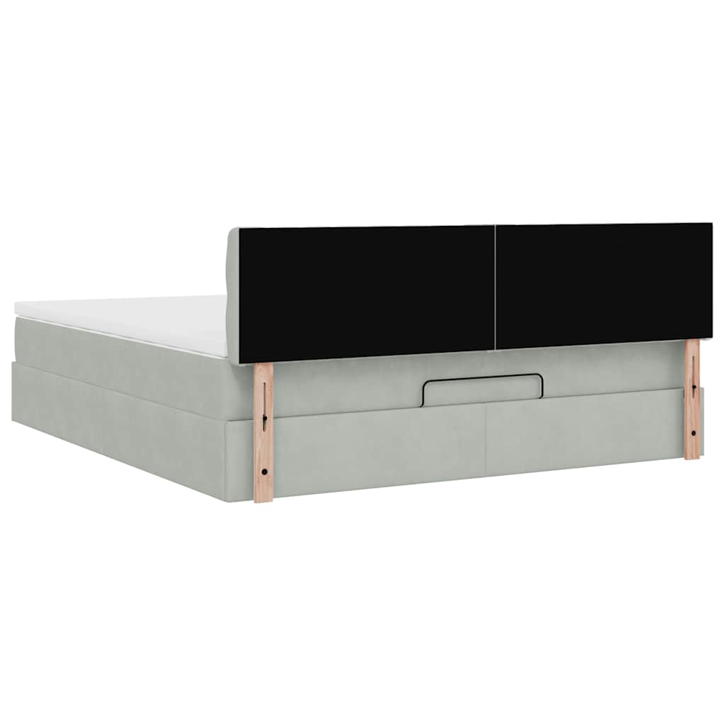 Cadre de lit ottoman avec matelas gris clair 180x200 cm velours - XIOS