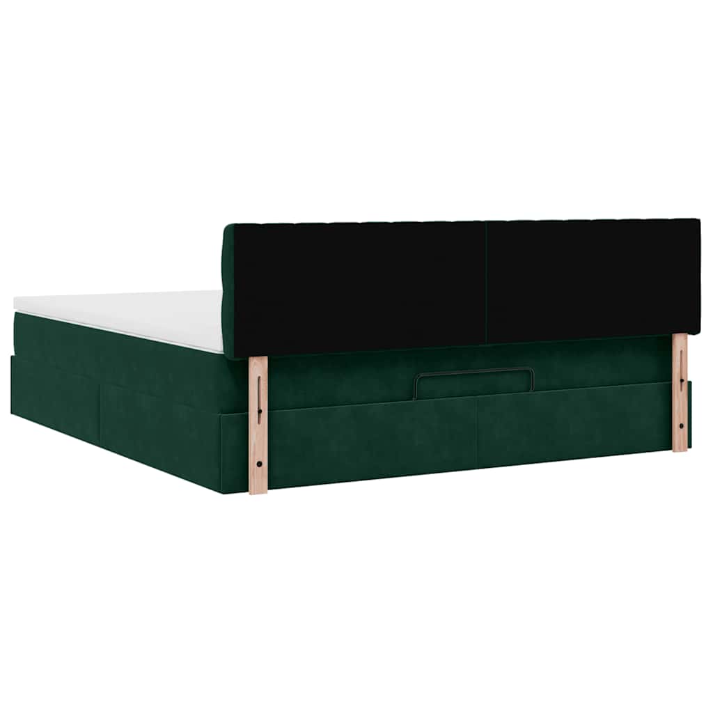 Cadre de lit ottoman avec matelas vert foncé 180x200 cm velours - XIOS
