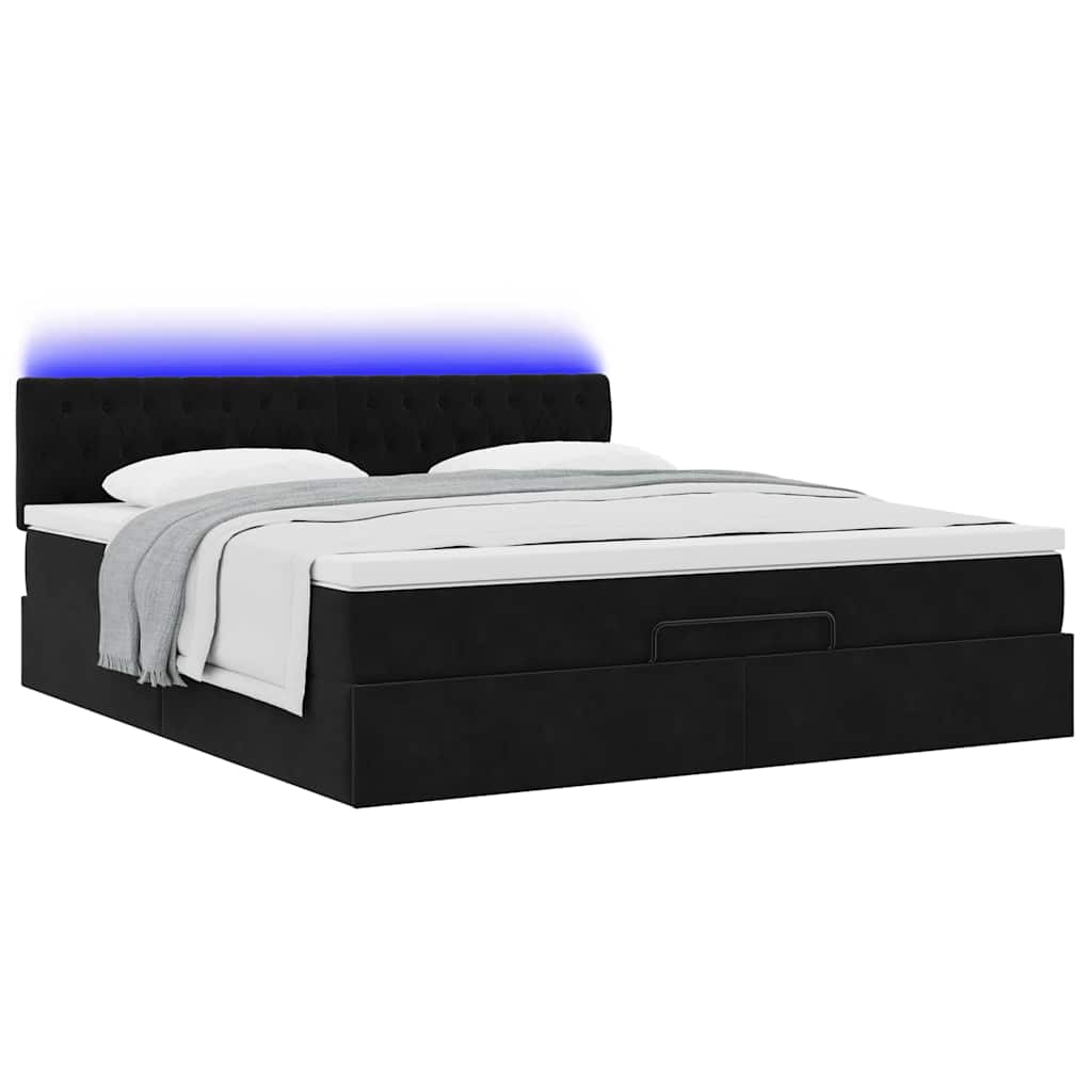 Cadre de lit ottoman avec matelas noir 200x200cm velours - XIOS