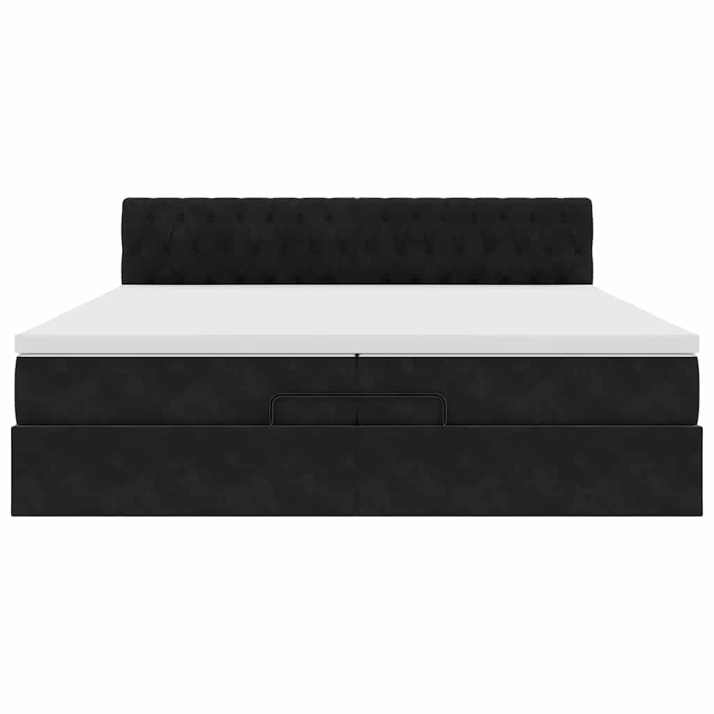 Cadre de lit ottoman avec matelas noir 200x200cm velours - XIOS
