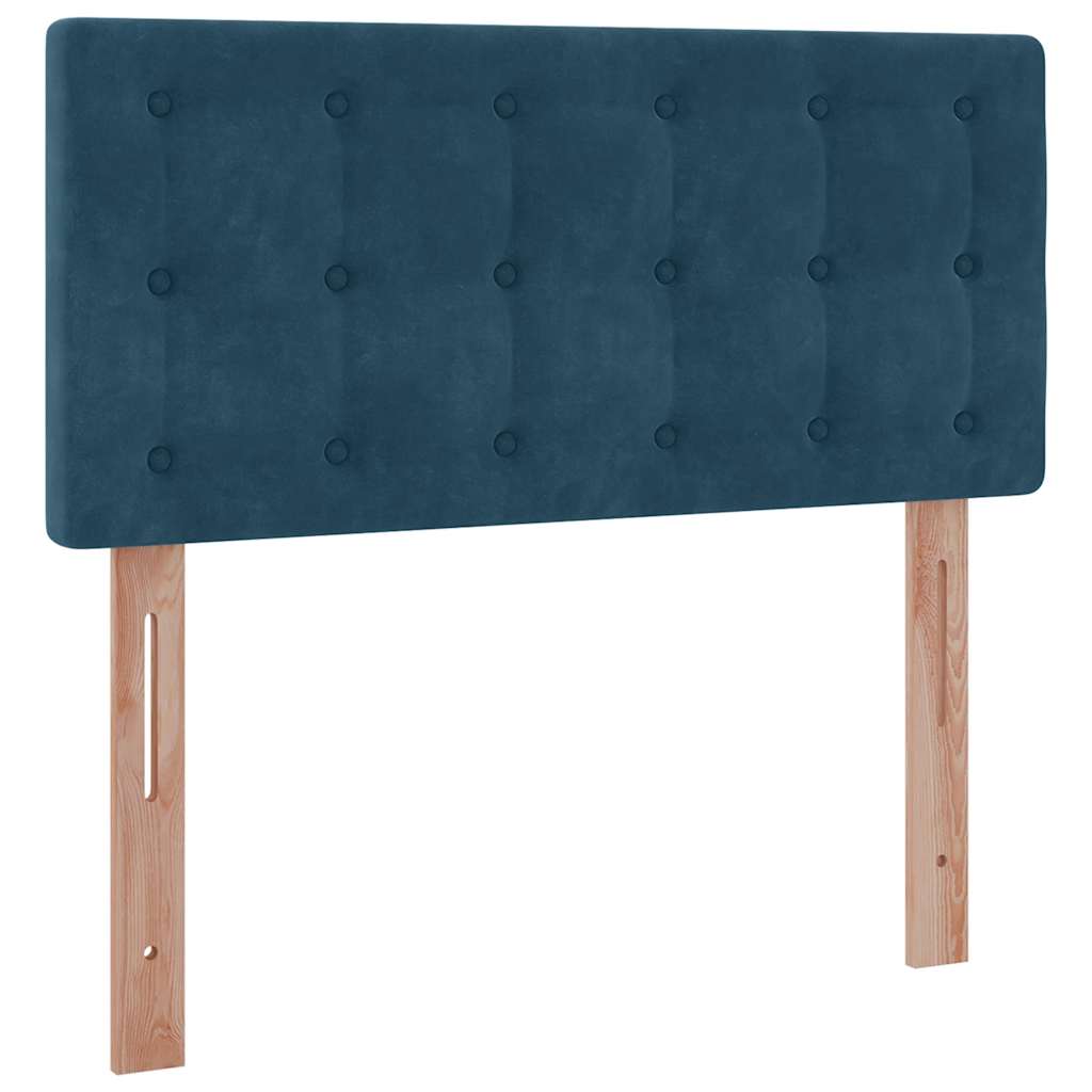 Cadre de lit ottoman avec matelas bleu foncé 90x190 cm velours - XIOS