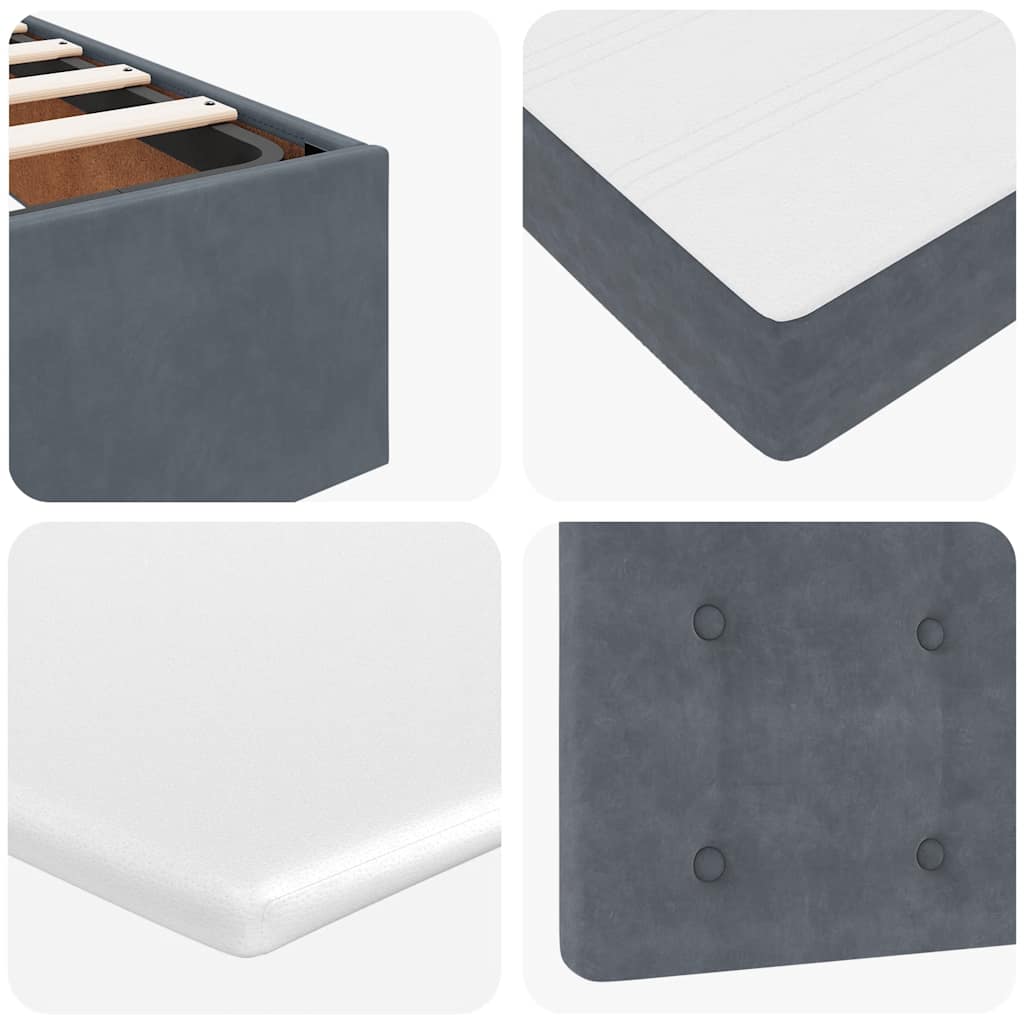 Cadre de lit ottoman et matelas gris foncé 90x200 cm velours