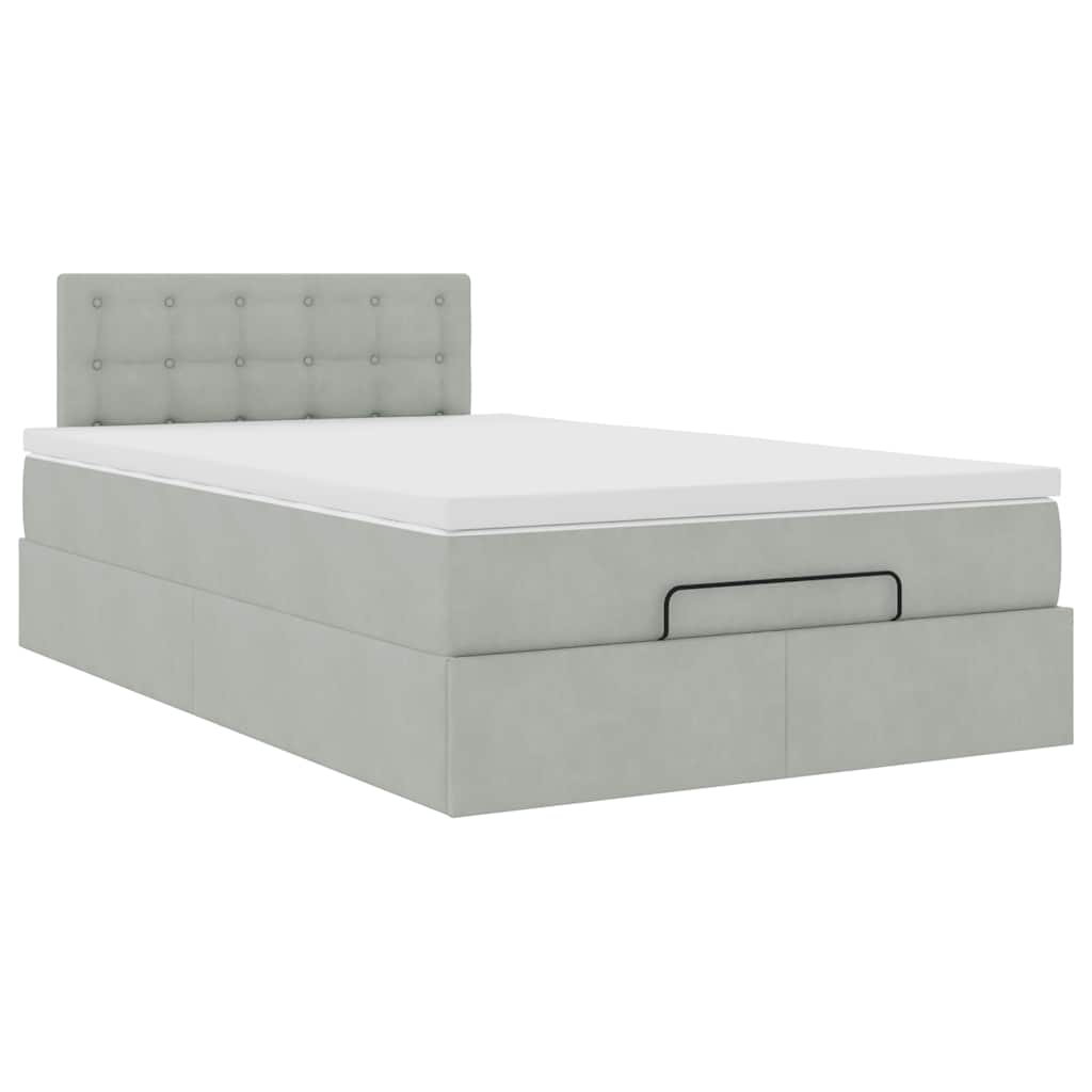 Lit ottoman avec matelas et LED gris clair 120x190cm velours - XIOS