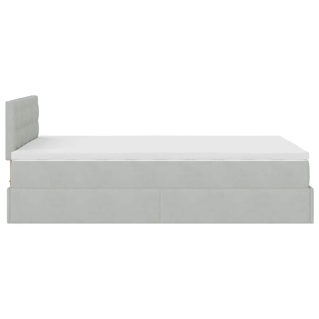 Lit ottoman avec matelas et LED gris clair 120x190cm velours - XIOS