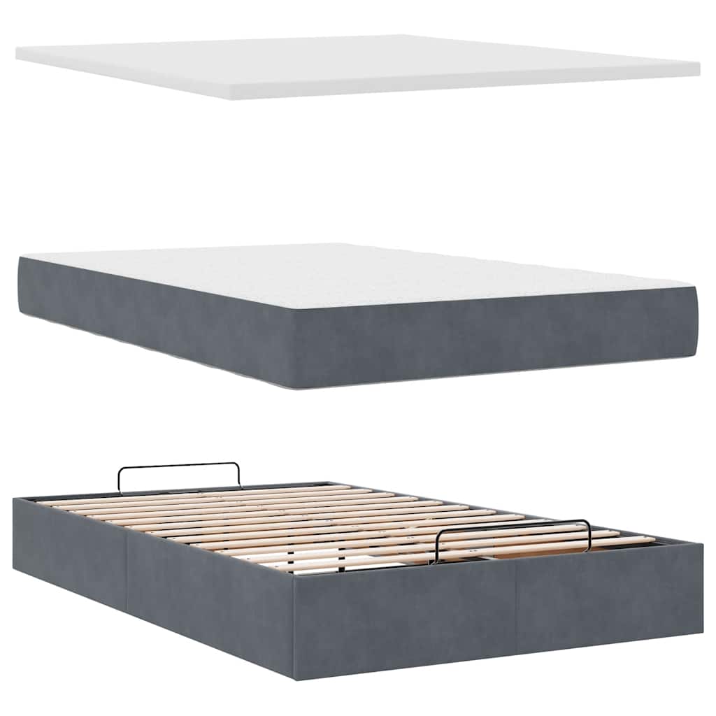 Lit ottoman avec matelas et LED gris foncé 90x200cm - XIOS