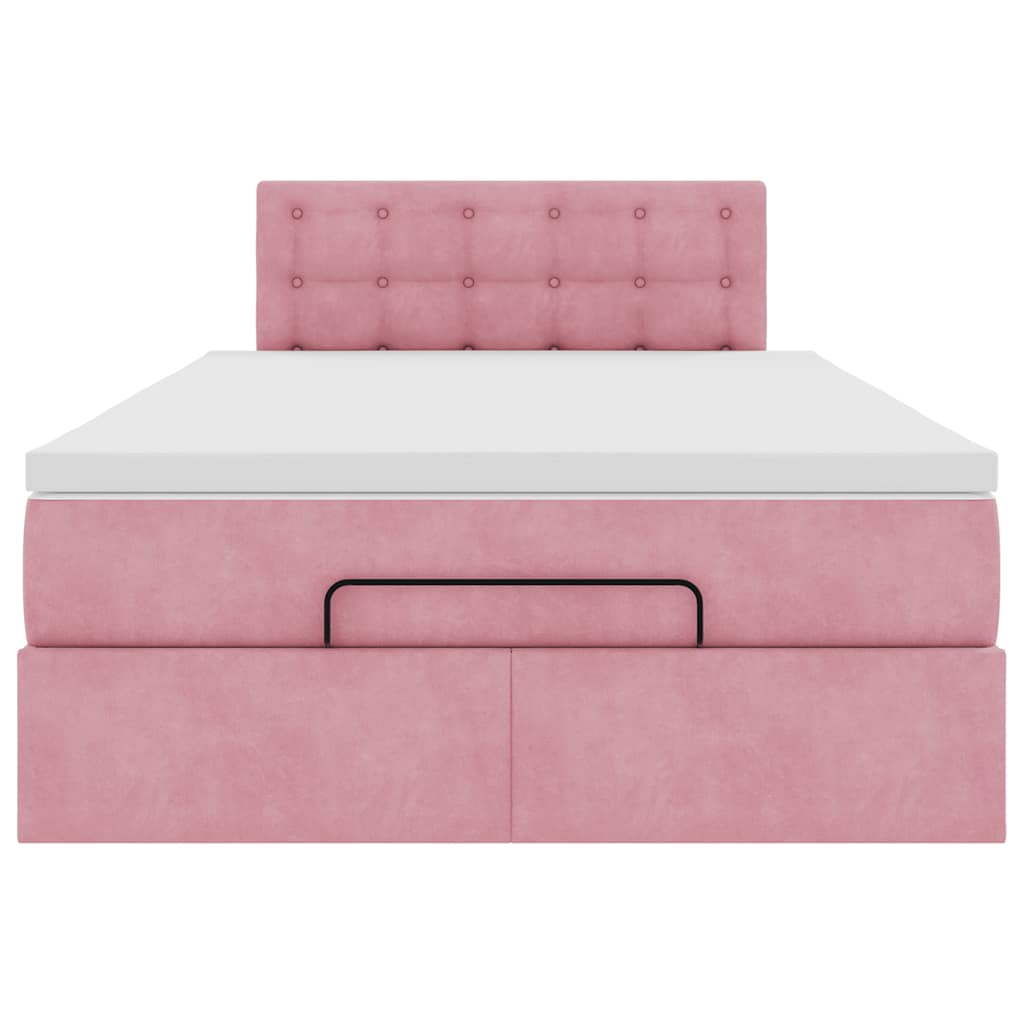 Lit ottoman avec matelas et LED rose 120x190 cm velours - XIOS