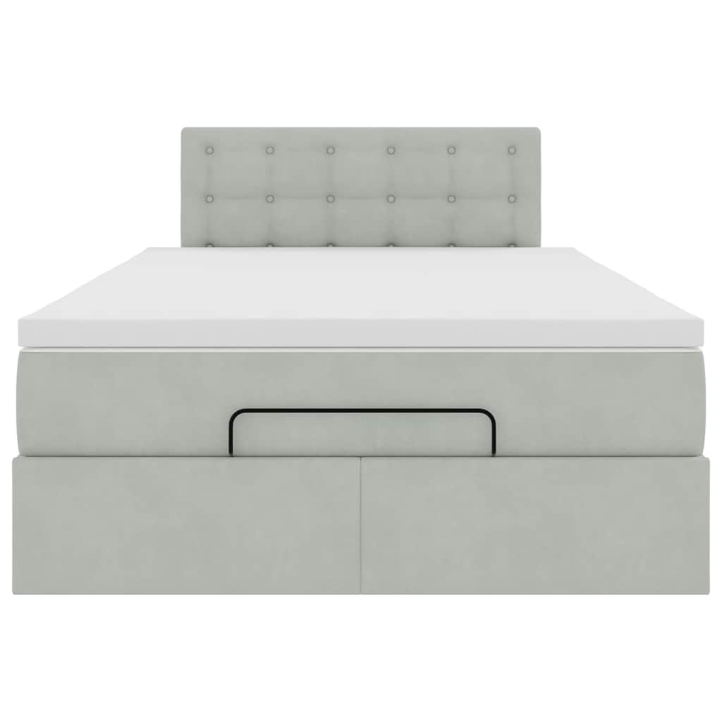 Cadre de lit ottoman et matelas gris clair 120x200 cm velours - XIOS