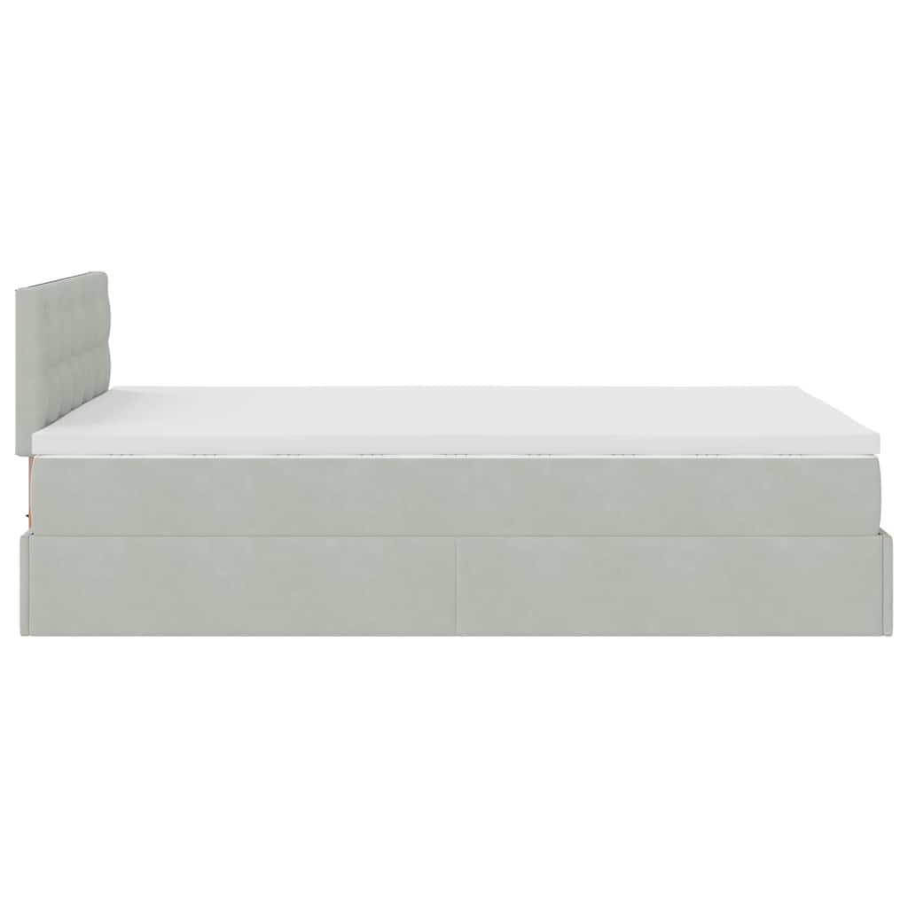 Cadre de lit ottoman et matelas gris clair 120x200 cm velours - XIOS