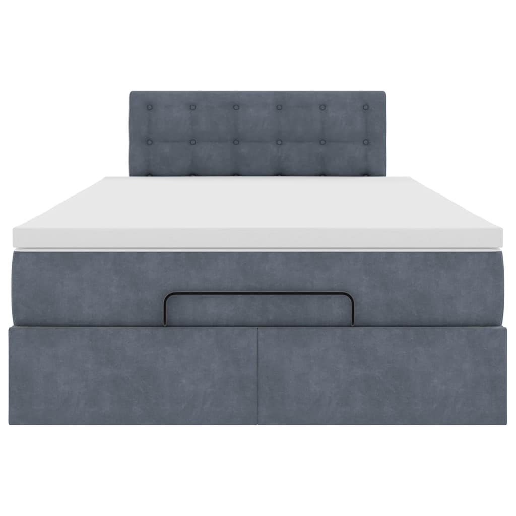 Cadre de lit ottoman et matelas gris foncé 120x200 cm velours - XIOS