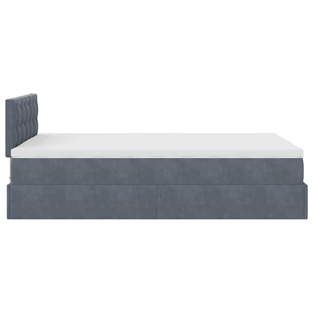 Cadre de lit ottoman et matelas gris foncé 120x200 cm velours - XIOS