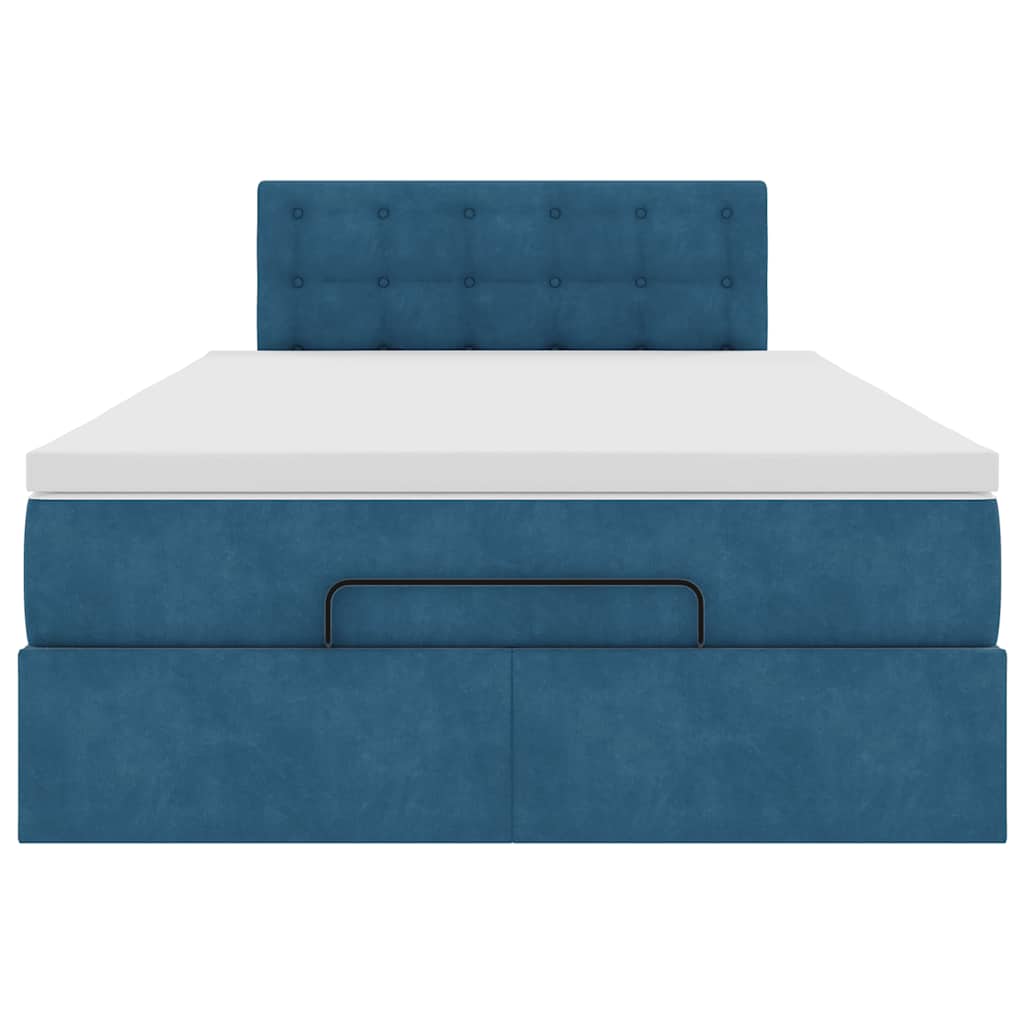 Cadre de lit ottoman avec matelas bleu foncé 120x200 cm velours - XIOS