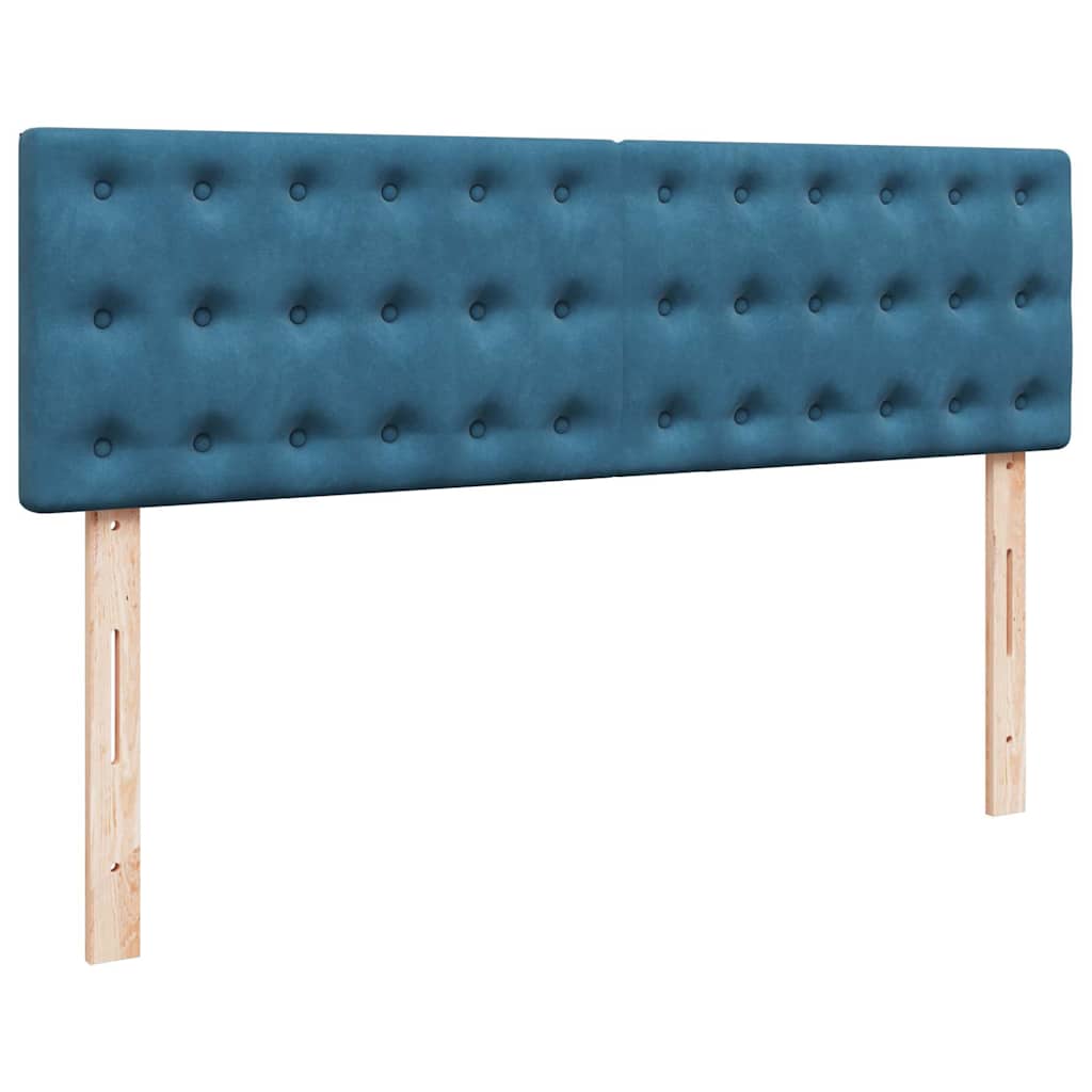 Cadre de lit ottoman avec matelas bleu foncé 140x190 cm velours - XIOS