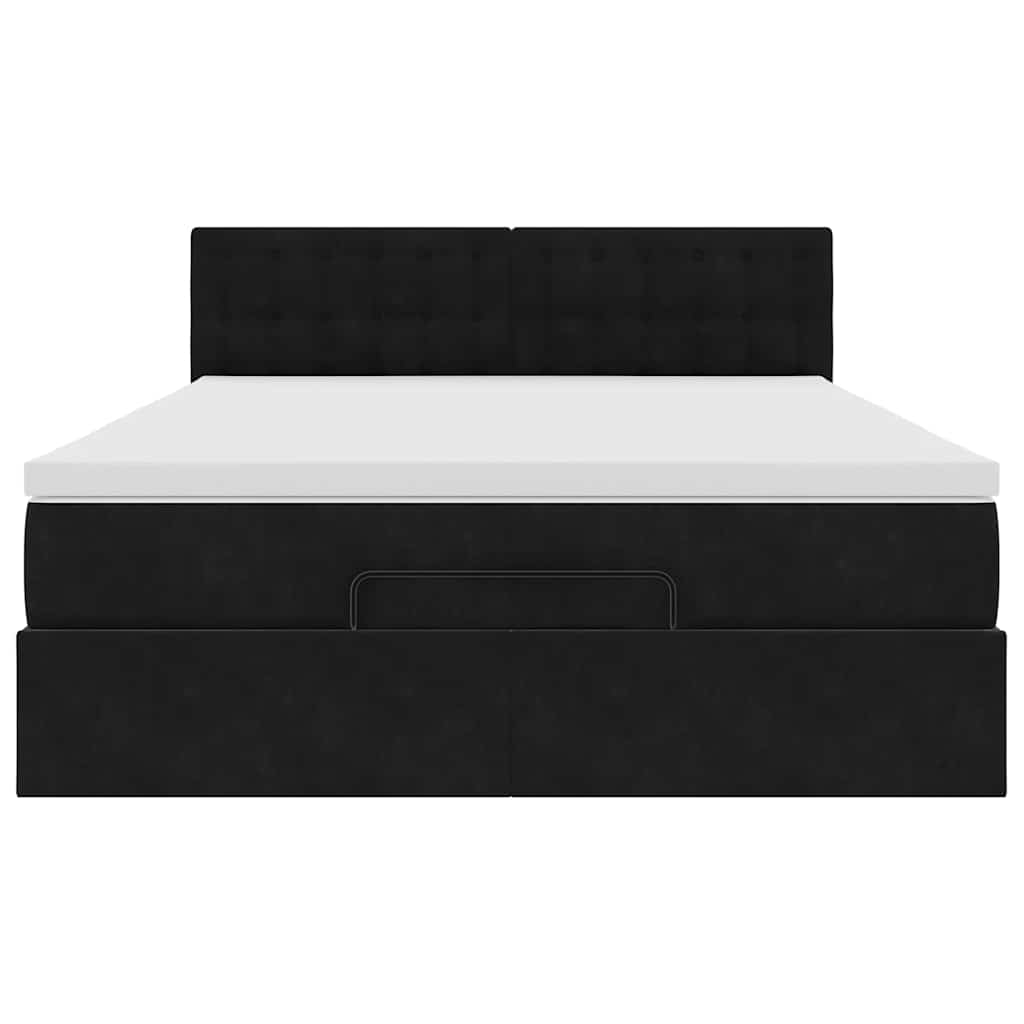 Cadre de lit ottoman avec matelas noir 140x200 cm velours - XIOS