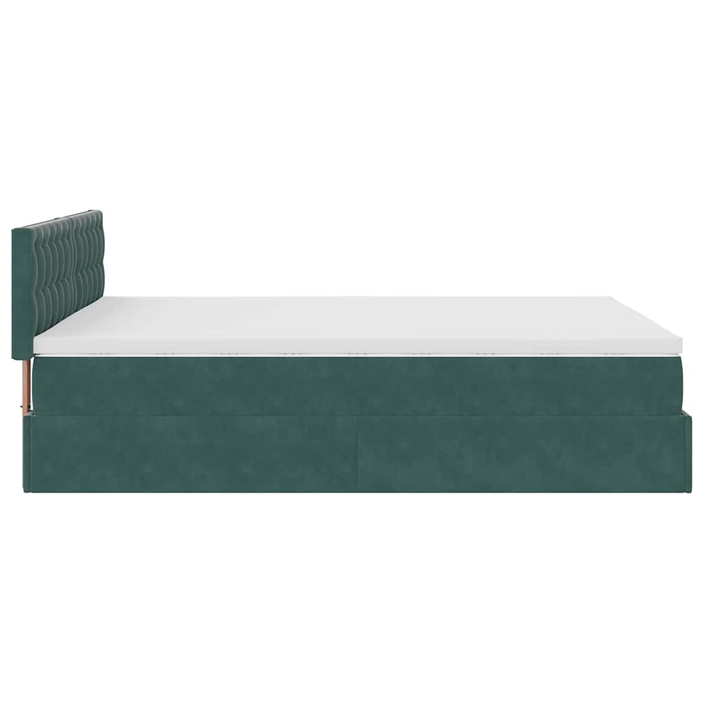 Cadre de lit ottoman avec matelas vert foncé 140x200 cm velours - XIOS