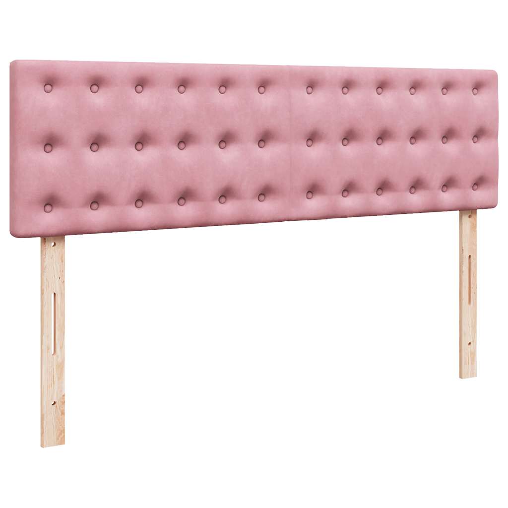 Cadre de lit ottoman avec matelas rose 140x200 cm velours - XIOS