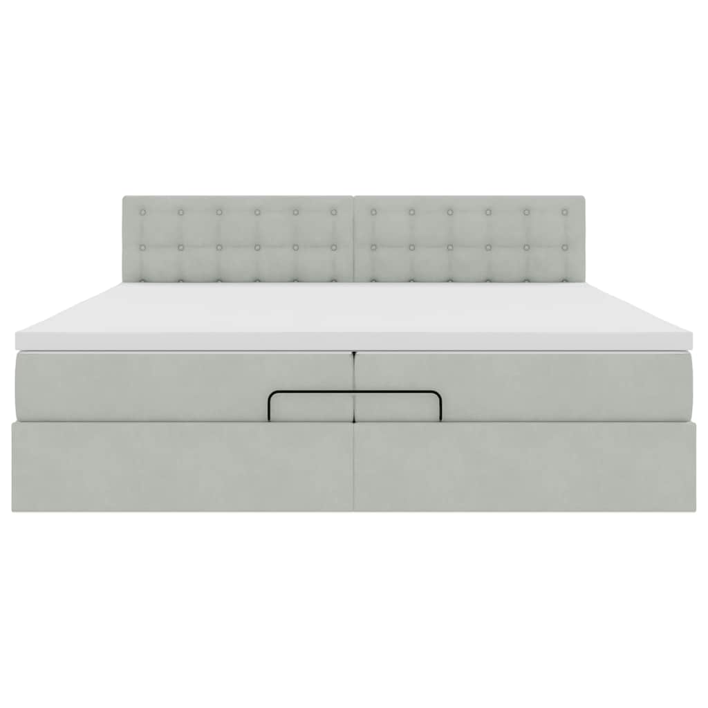 Cadre de lit ottoman avec matelas gris clair 200x200 cm velours - XIOS