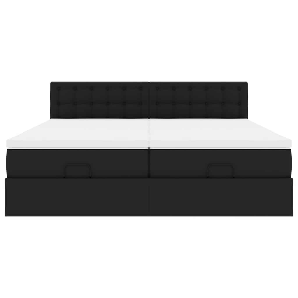 Lit ottoman avec matelas & LED Noir 160x200cm similicuir - XIOS