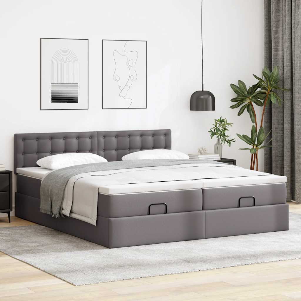 Lit ottoman avec matelas & LED Gris 180x200cm similicuir - XIOS