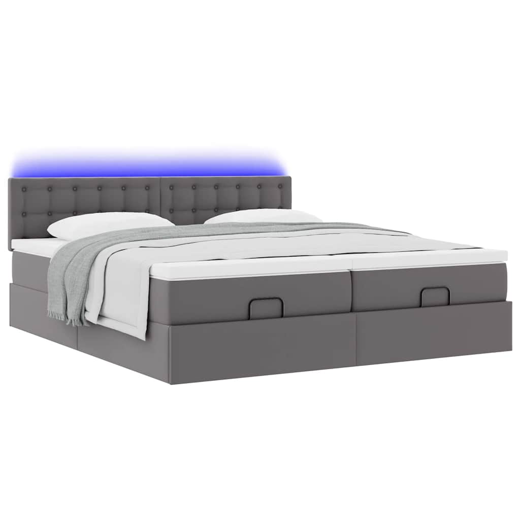 Lit ottoman avec matelas & LED Gris 180x200cm similicuir - XIOS
