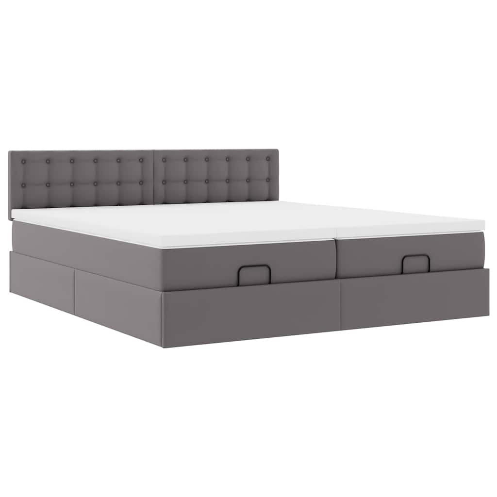 Lit ottoman avec matelas & LED Gris 180x200cm similicuir - XIOS