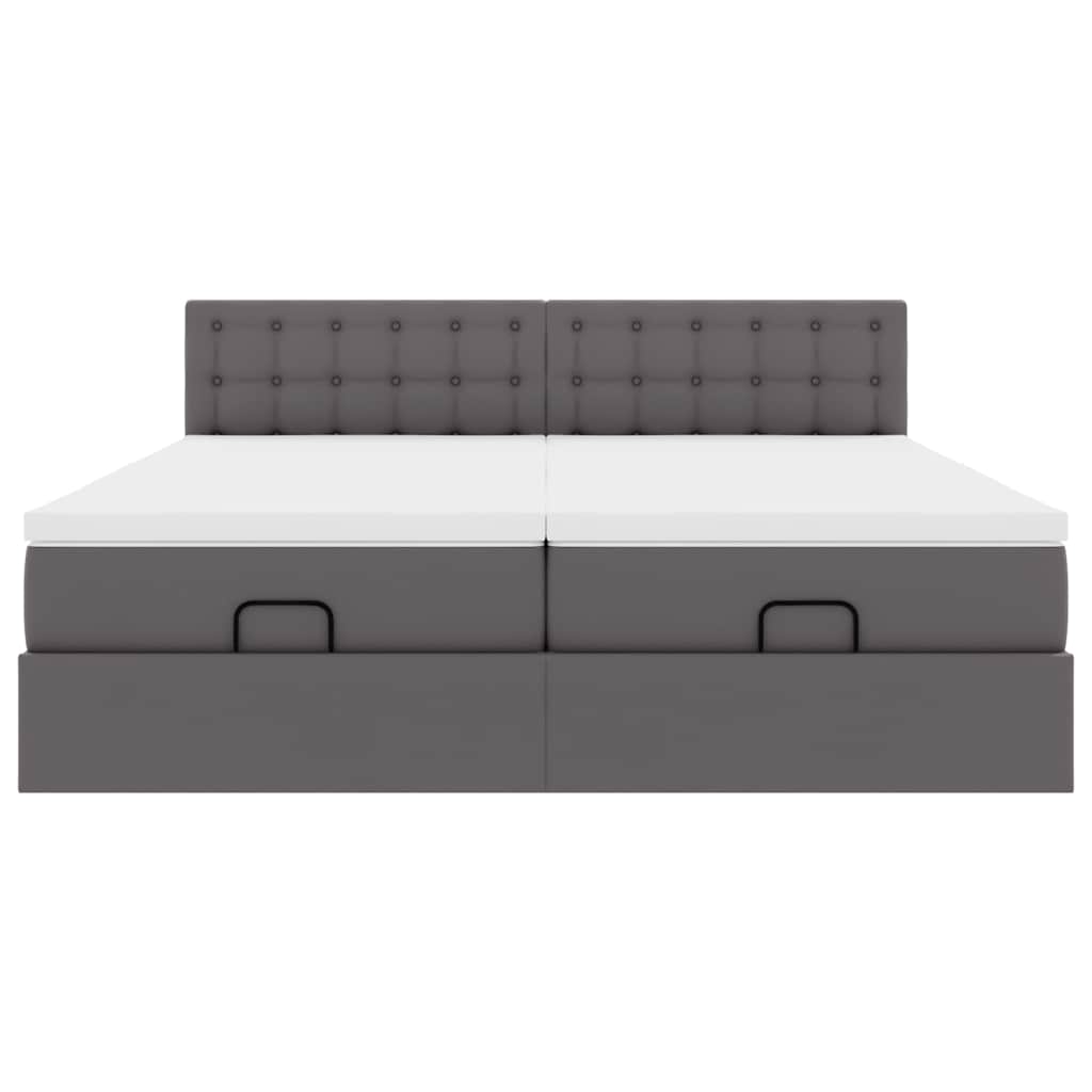 Lit ottoman avec matelas & LED Gris 180x200cm similicuir - XIOS