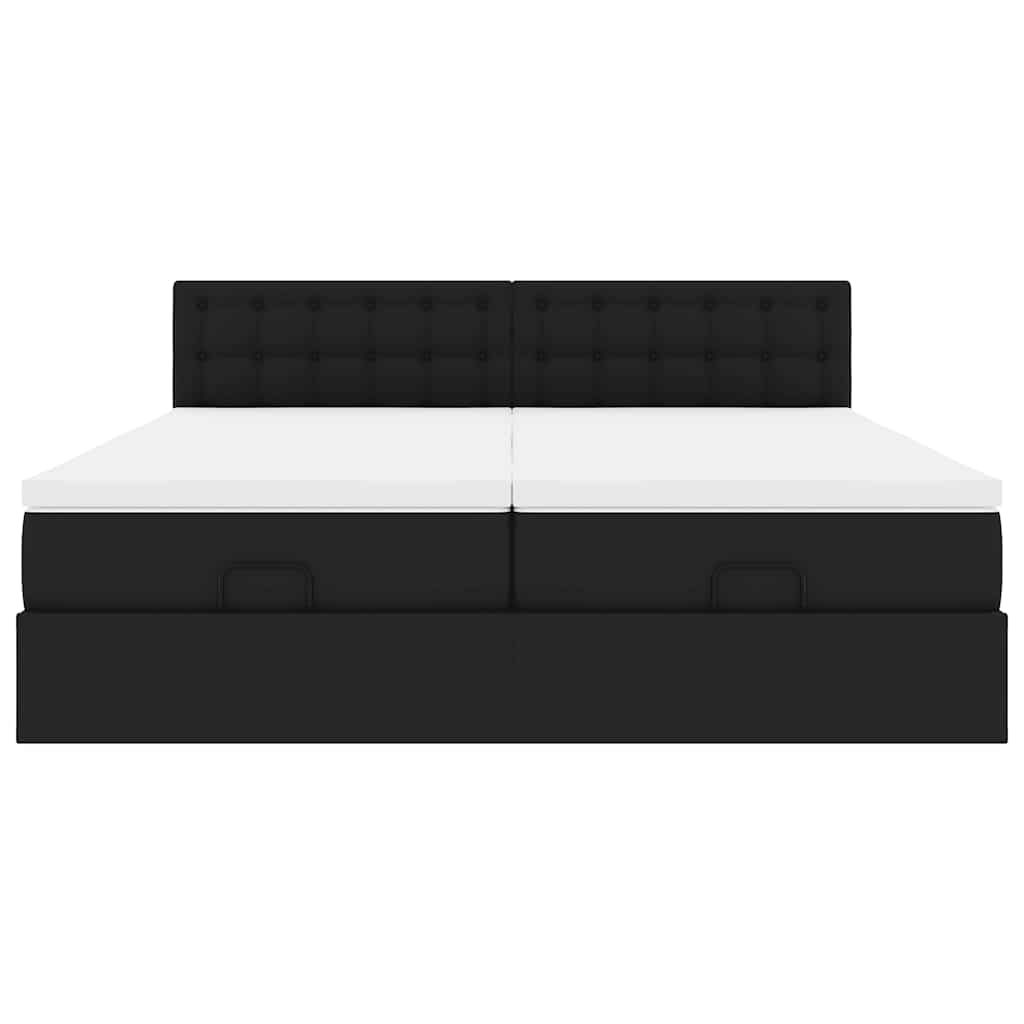 Cadre de lit ottoman avec matelas noir 200x200 cm similicuir - XIOS