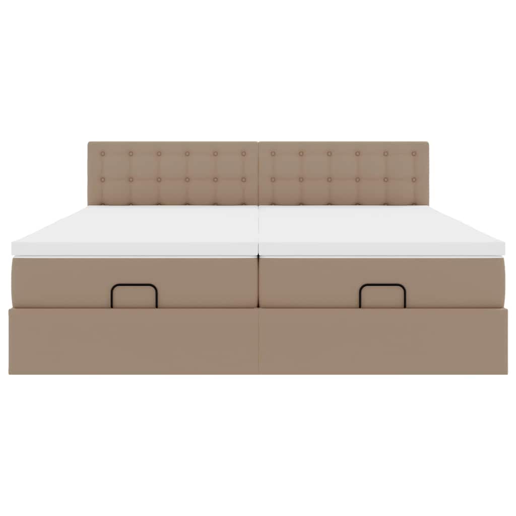 Cadre de lit ottoman et matelas cappuccino 200x200cm similicuir - XIOS