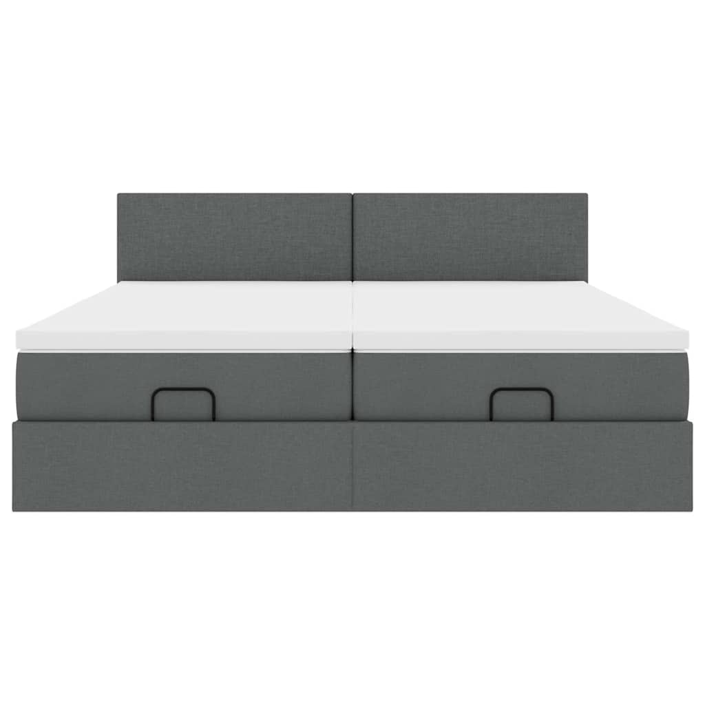 Cadre de lit ottoman avec matelas gris foncé 160x200cm tissu - XIOS