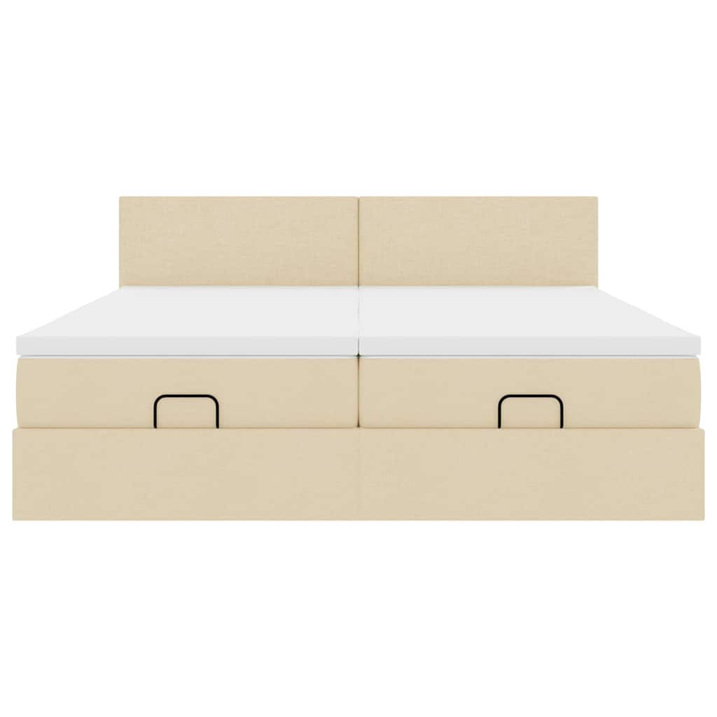 Cadre de lit ottoman avec matelas crème 160x200 cm tissu - XIOS