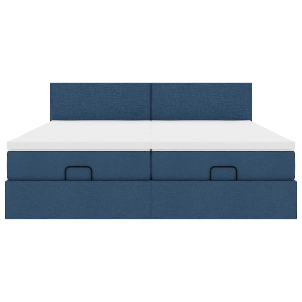 Cadre de lit ottoman avec matelas bleu 160x200 cm tissu - XIOS