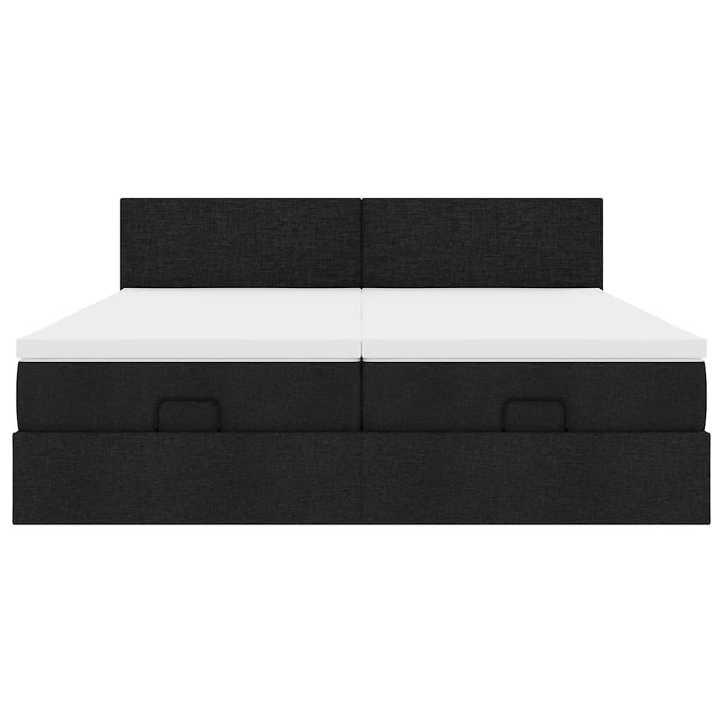 Cadre de lit ottoman avec matelas noir 180x200cm tissu - XIOS