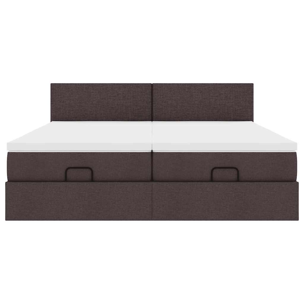 Cadre de lit ottoman avec matelas marron foncé 180x200 cm tissu - XIOS