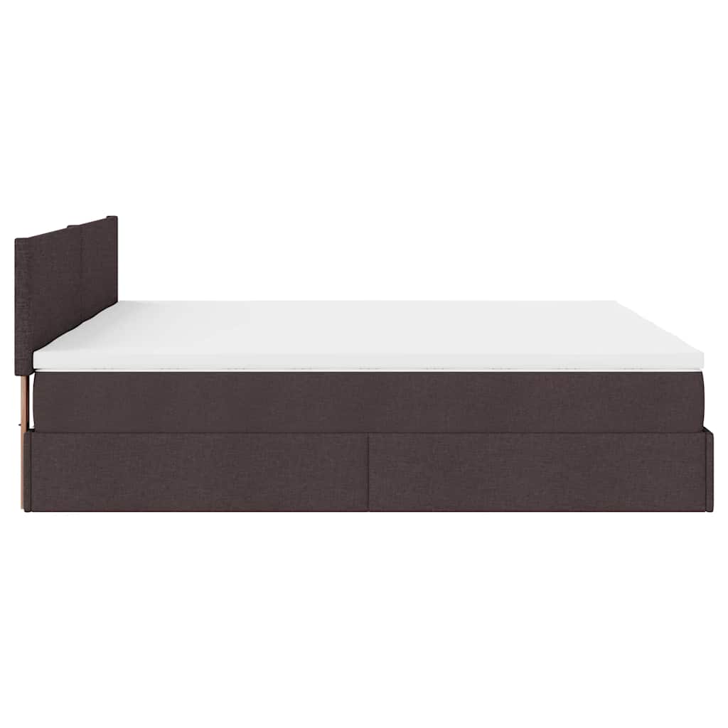 Cadre de lit ottoman avec matelas marron foncé 180x200 cm tissu - XIOS