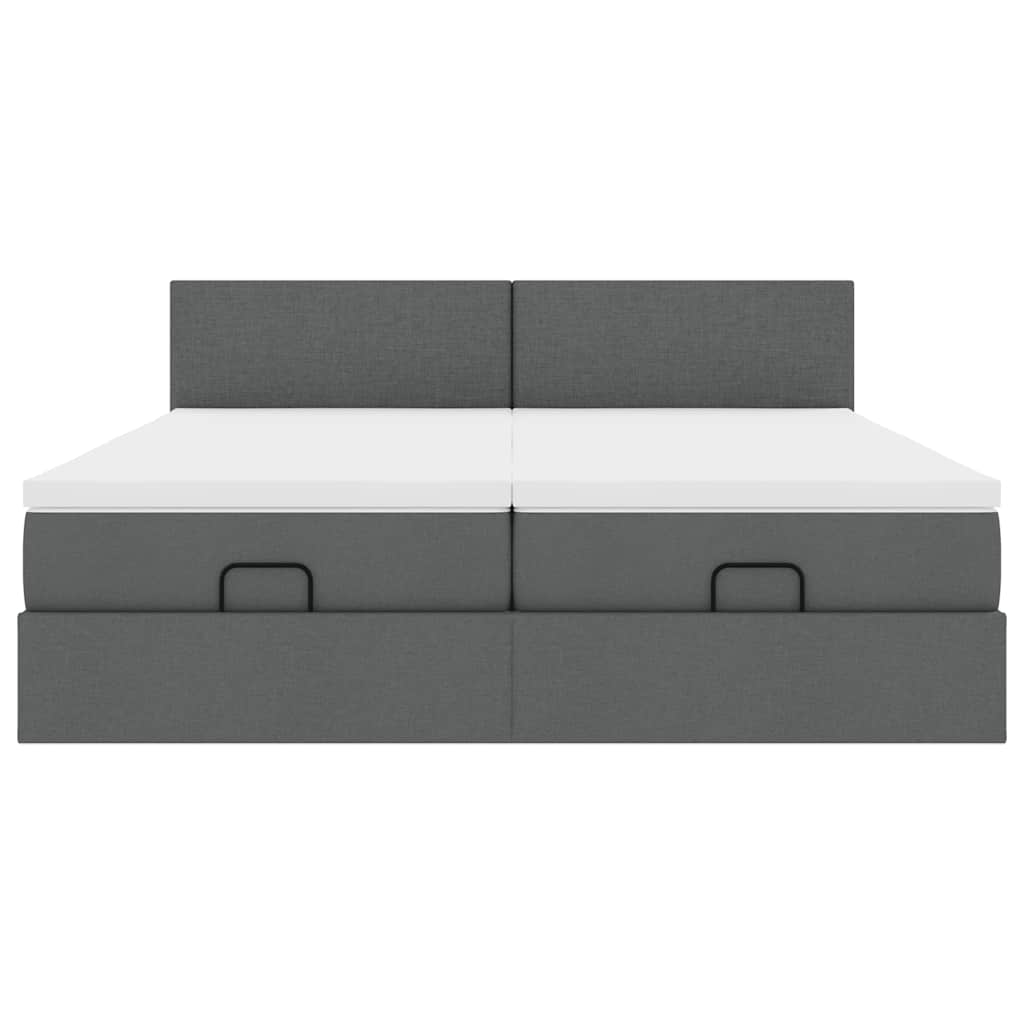 Cadre de lit ottoman avec matelas gris foncé 200x200cm tissu - XIOS