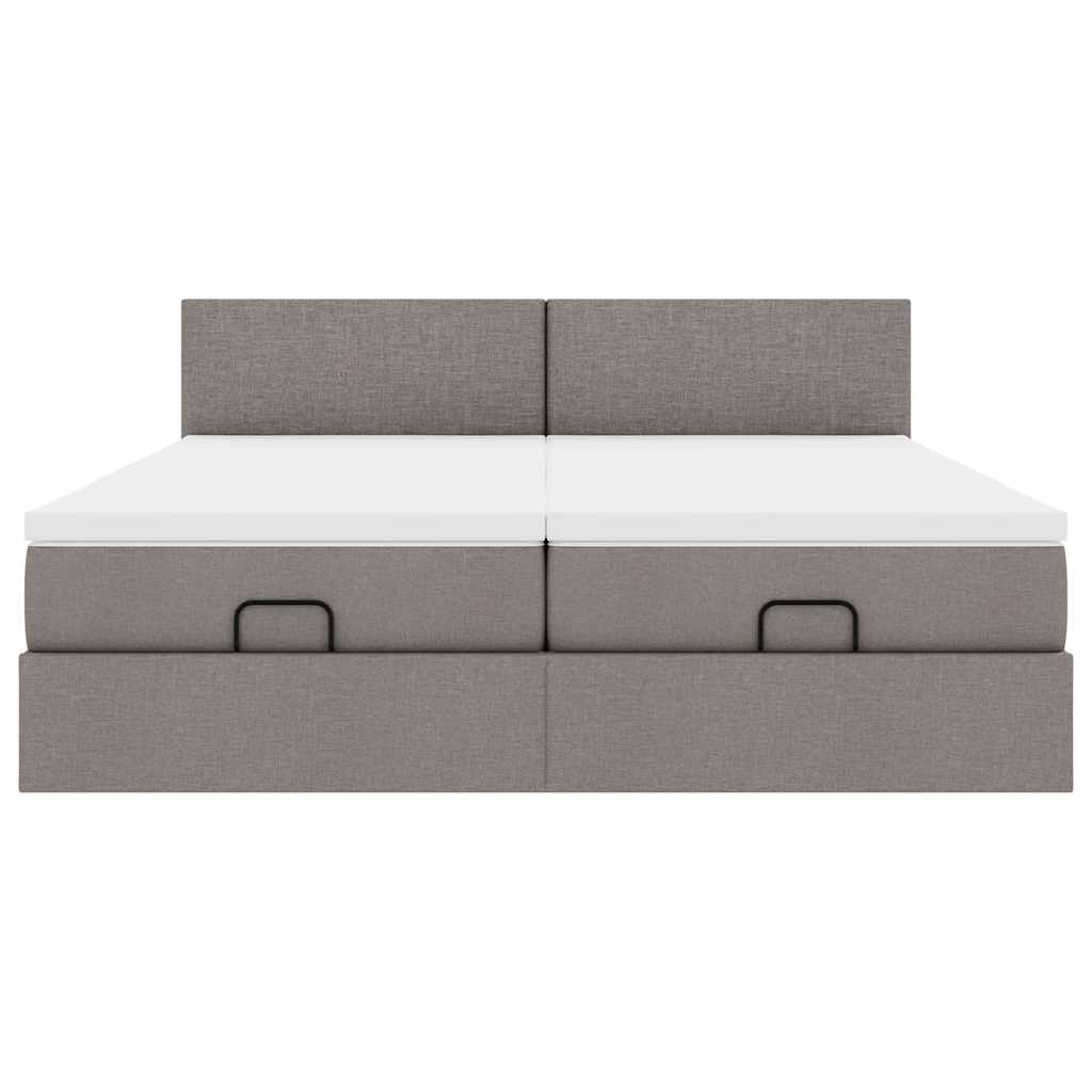 Cadre de lit ottoman avec matelas taupe 200x200cm tissu - XIOS